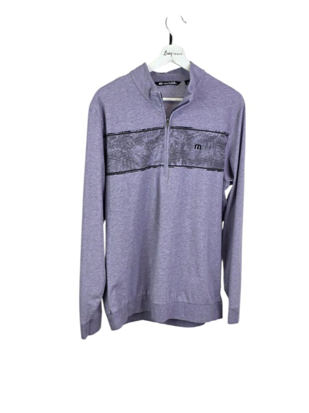 Travis Mathew Men's Floaties 1/4 Zip Long Sleeve Shirt, Heathered Purple, Size L